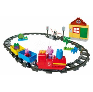 Stavebnica Peppa Pig Train Fun PlayBIG Bloxx železnica s vlakom a domčekom s 2 figúrkami od 1,5-5 rokov