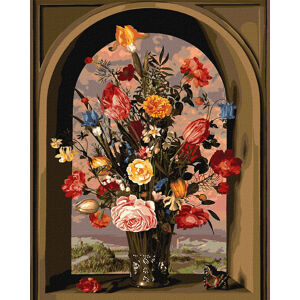 RAMIZ Maľba podľa čísel 40x50 plátno + farby + štetce - Kvetinový aranžmán