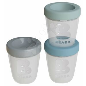 Dóza na jedlo Silicone Portions Beaba Jungle silikónové poháre 3x200 ml modrá zelená a šedá od 0 mes