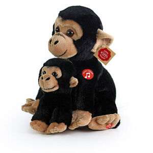 Rappa Plyšová opica sediaca s mláďaťom, so zvukom, 27 cm ECO-FRIENDLY