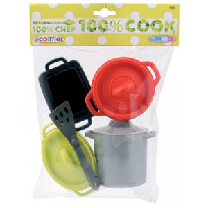 Écoiffier detské hrnce 100% Chef Cook 990-1 zeleno-červeno-čierno-strieborný