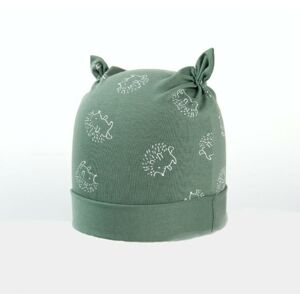 Karpet Kojenecká nasazovací čepice s růžky motiv ježek - oliva vel.3