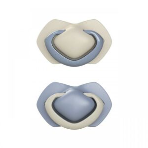 Canpol babies Set symetrických silikonových dudlíků Light touch18m+ PURE COLOR modrý