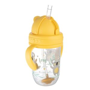 Canpol babies Nevylévací hrneček se slámkou a závažím EXOTIC ANIMALS 270ml žlutý