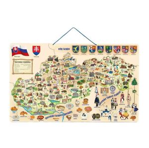 WOODY Magnetická mapa Slovenska s obrázkami a spoločenská hra 3v1
