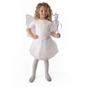 RAPPA Kostým tutu sukne biely motýľ s krídlami a prútikom