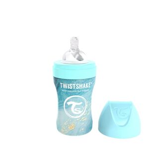 Twistshake Kojenecká láhev Anti-Colic nerezová 260ml (dudl.M) Mramorově modrá