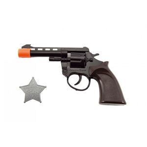 Teddies Pištoľ / Kolt na kapsule 8 rán + šerifská hviezda plast 18cm
