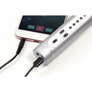 TEDDIES Mikrofon karaoke Bluetooth stříbrný na baterie s USB kabelem