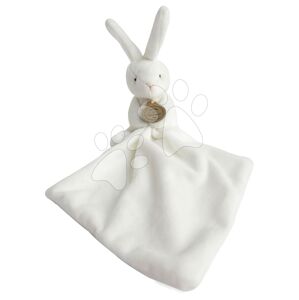 Plyšový zajačik na maznanie Bunny Flower Box Doudou et Compagnie biely 10 cm v darčekovom balení od 0 mes