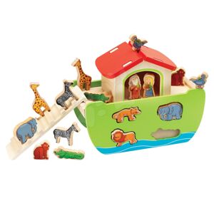 Drevená Noemova archa so zvieratkami Stacking Toy Ark Eichhorn rozoberateľná so 16 figúrkami od 12 mes