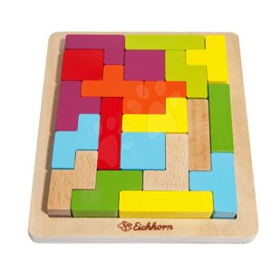 Drevené vkladacie puzzle Shape Game Eichhorn 20 farebných kociek rôznych tvarov od 4 rokov