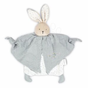 Textilný zajačik šedý Organic Cotton Doudou Rabbit Grey Kaloo na maznanie do postieľky 20 cm v darčekovom balení od 0 mes