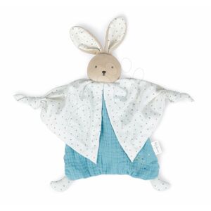 Textilný zajačik modrý Organic Cotton Doudou Rabbit Blue Kaloo na maznanie do postieľky 20 cm v darčekovom balení od 0 mes