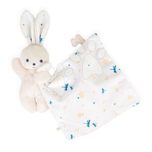 Plyšový zajačik na maznanie Rabbit Carré Doudou Kaloo biely 14 cm z jemného materiálu v darčekovom balení od 0 mes