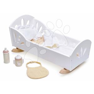 Drevená kolíska Labuť Sweet Dreams Dolly Bed Tender Leaf Toys pre 36 cm bábiku s textilným vankúšom a perinkou