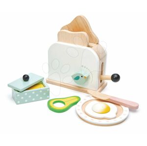 Drevený hriankovač s avokádom Breakfast toaster set Tender Leaf Toys chlebíky, vajíčko a riad