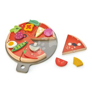 Drevená Pizza Party Tender Leaf Toys so 6 chrumkavými dielmi a 12 potravinami