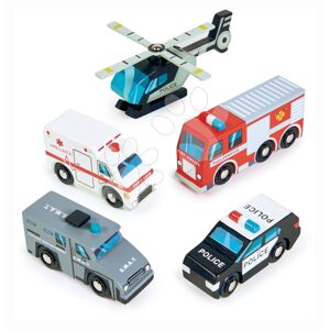Drevené záchranárske vozidlá Emergency Vehicles Tender Leaf Toys 5 druhov autíčok
